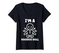 Donna Halloween Horror Funny Quote I'm a Voodoo Doll Maglietta con Collo a V