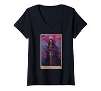 Donna Halloween Horror Nights La Reina De Espadas Tarot Card Maglietta con Collo a V
