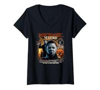 Donna Halloween II Michael Myers 90s Collage Maglietta con Collo a V