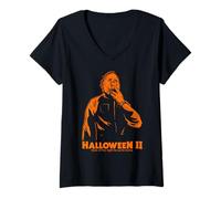 Donna Halloween II Michael Myers Bold Mask Poster Maglietta con Collo a V