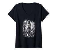Donna Halloween La Sposa nella Nebbia Gothic Horror Maglietta con Collo a V