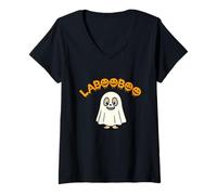 Donna Halloween Laboo Boo Cute Ghost Kids Maglietta con Collo a V