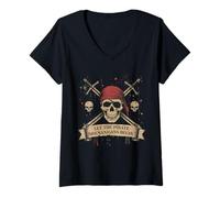 Donna Halloween Lascia Che i Pirati imbrogli iniziino i Pirati del Cranio Maglietta con Collo a V