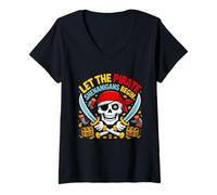 Donna Halloween Lascia Che i Pirati imbrogli iniziino i Pirati del Cranio Maglietta con Collo a V