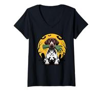 Donna Halloween Lune Zombie German Shorthaired Pointer Dog GSP Maglietta con Collo a V