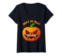Donna Halloween Master Builder Zucca Bambini Building Blocks Mattone Maglietta con Collo a V