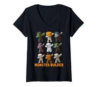 Donna Halloween Master Builder Zucca Bambini Building Blocks Mattone Maglietta con Collo a V