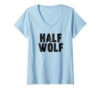 Donna Halloween Mezzo Lupo Maglietta con Collo a V