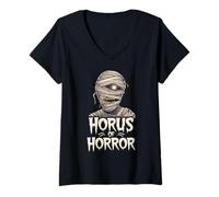 Donna Halloween Mitologia Egiziana Antico Egitto Dolcetto O Scherzetto Maglietta con Collo a V