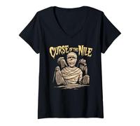 Donna Halloween Mitologia Egiziana Antico Egitto Dolcetto O Scherzetto Maglietta con Collo a V