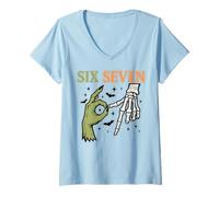 Donna Halloween Mostro e Scheletro Sei Sette Maglietta con Collo a V