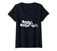 Donna Halloween Naughty Sexy Sexy Funny Skeleton Costume da Maglietta con Collo a V