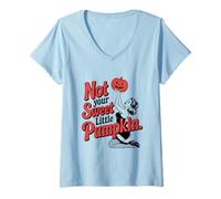 Donna Halloween Pinup Girl Non la Tua Dolce Piccola Zucca Maglietta con Collo a V