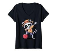 Donna Halloween Procione Dabbing Giocatore di Dodgeball Maglietta con Collo a V