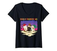Donna Halloween Ringraziamento Natale Felice HalloThank mas Gnomes Maglietta con Collo a V
