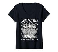 Donna Halloween Salem 1692 Girls Trip Salem Time To Get Wicked Maglietta con Collo a V