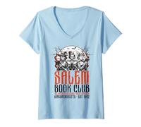 Donna Halloween Salem Club del Libro Strega Spettrale Stagione Maglietta con Collo a V