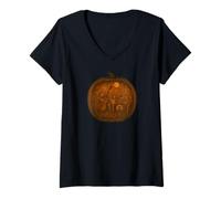 Donna Halloween, scheletro, banda, giocare, in, stregato, palude Maglietta con Collo a V