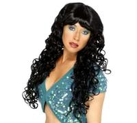 Donna Halloween Sirena Pop Stella Ricci Costume Parrucca Nera Da Smiffys