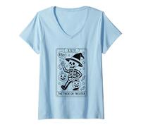 Donna Halloween Skeleton Eek Il Dolcetto o Scherzetto Maglietta con Collo a V