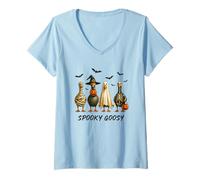 Donna Halloween Spooky Oca Oca Costumi Divertimento Maglietta con Collo a V