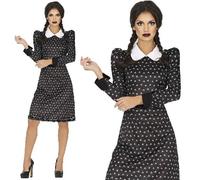 Donna Halloween Stampa Gotico Ragazza Costume Mercoledì Tipo Completo Fg