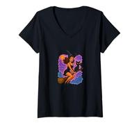 Donna Halloween Strega Pinup Retro Babe Spettrale Maglietta con Collo a V