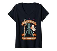 Donna Halloween Surveyor Misurare l'ignoto Maglietta con Collo a V