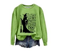 Donna Halloween Ti prendo la mia bella e il tuo piccolo cane anche casual felpa roba per ragazze adolescenti, verde, XXL