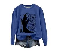 Donna Halloween Ti prendo la mia bella e il tuo piccolo cane anche casual felpa roba per ragazze adolescenti, Blu, S