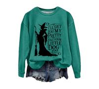 Donna Halloween Ti prendo la mia bella e il tuo piccolo cane anche casual felpa roba per ragazze adolescenti, Verde menta, XL