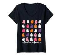 Donna Halloween Too Cute To Spook Fun Ghosts Maglietta con Collo a V
