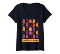 Donna Halloween Too Cute To Spook Fun Ghosts Maglietta con Collo a V