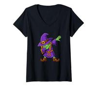 Donna Halloween Witch Dabs Funny Dabbing Witch Spooky Dab Dance Maglietta con Collo a V