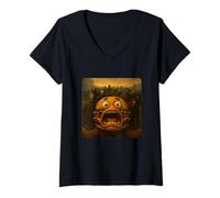 Donna Hamburger Selfie Zombies Apocalisse Umorismo Divertente Halloween Maglietta con Collo a V