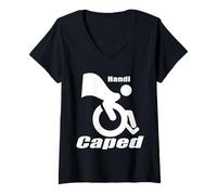 Donna Handi - Sedia a rotelle con Cappuccio paralizzata ma capace di Qualsiasi Cosa Maglietta con Collo a V