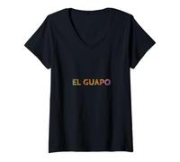 Donna Handsome Man Spagnolo El Guapo Camisa T-Shirt Maglietta con Collo a V