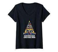 Donna Handymen Make Christmas Work Handyman Repair Mens Dad Maglietta con Collo a V