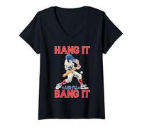 Donna Hang It And I'll Bang It Sport di baseball competitivi Maglietta con Collo a V