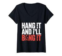 Donna Hang It And I'll Bang It Sport di Baseball competitivi |- Maglietta con Collo a V
