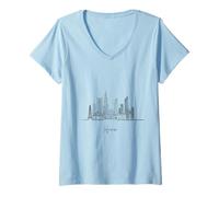 Donna Hanoi Vietnam Skyline Asia Viaggi Souvenir Maglietta con Collo a V