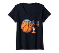 Donna Hanukkah Basket Maglietta con Collo a V