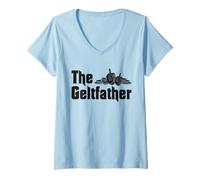 Donna Hanukkah Dreidel Gioco Ebreo papà Menorah Latkes Gelt Padre Maglietta con Collo a V