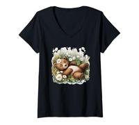 Donna Happy Bear in Daisy Meadow Costume per la Stagione di fioritura Maglietta con Collo a V