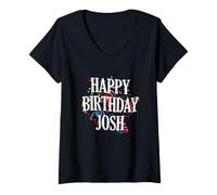 Donna Happy Birthday Josh Surprise Party Uomini Donne Bambini Maglietta con Collo a V