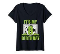 Donna Happy Birthday Soccer Squad 8° Compleanno Maglietta Giocatore Maglietta con Collo a V