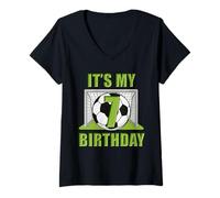 Donna Happy Birthday Soccer Squad - Maglietta per Il 7° Compleanno Maglietta con Collo a V