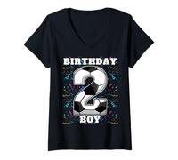 Donna Happy Birthday Soccer Squad - Maglietta per Il Secondo Compleanno Maglietta con Collo a V