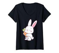 Donna Happy Bunny With Carrot - Maglietta unisex unisex Maglietta con Collo a V