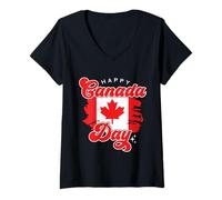 Donna Happy Canada Day Cool Design Bandiera Canada per donne uomini bambini Maglietta con Collo a V
